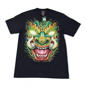 Y2K VTG Rock Chang double sided Dragon tee glow in the dark NWT black L mens